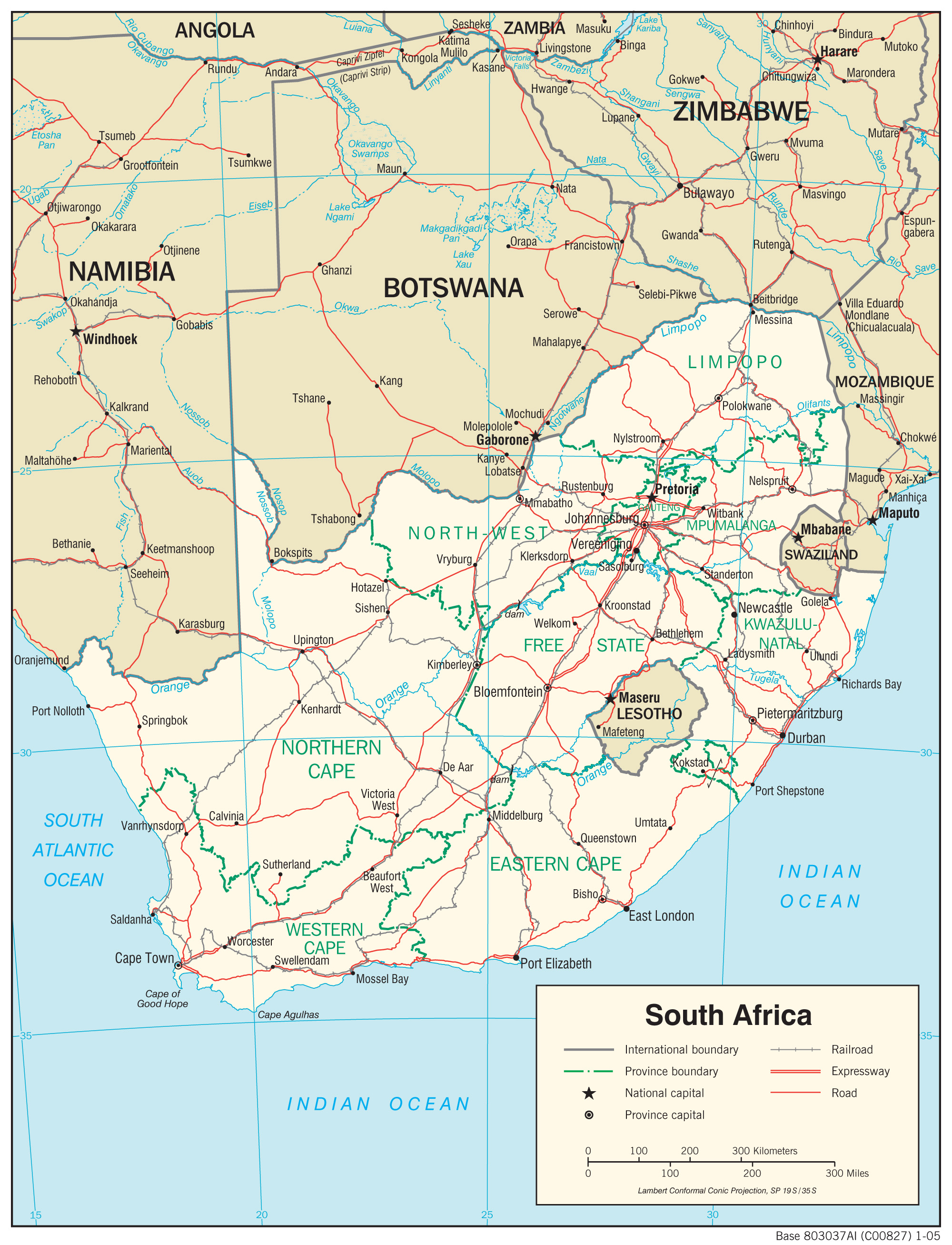 map Güney Afrika Cumhuriyeti